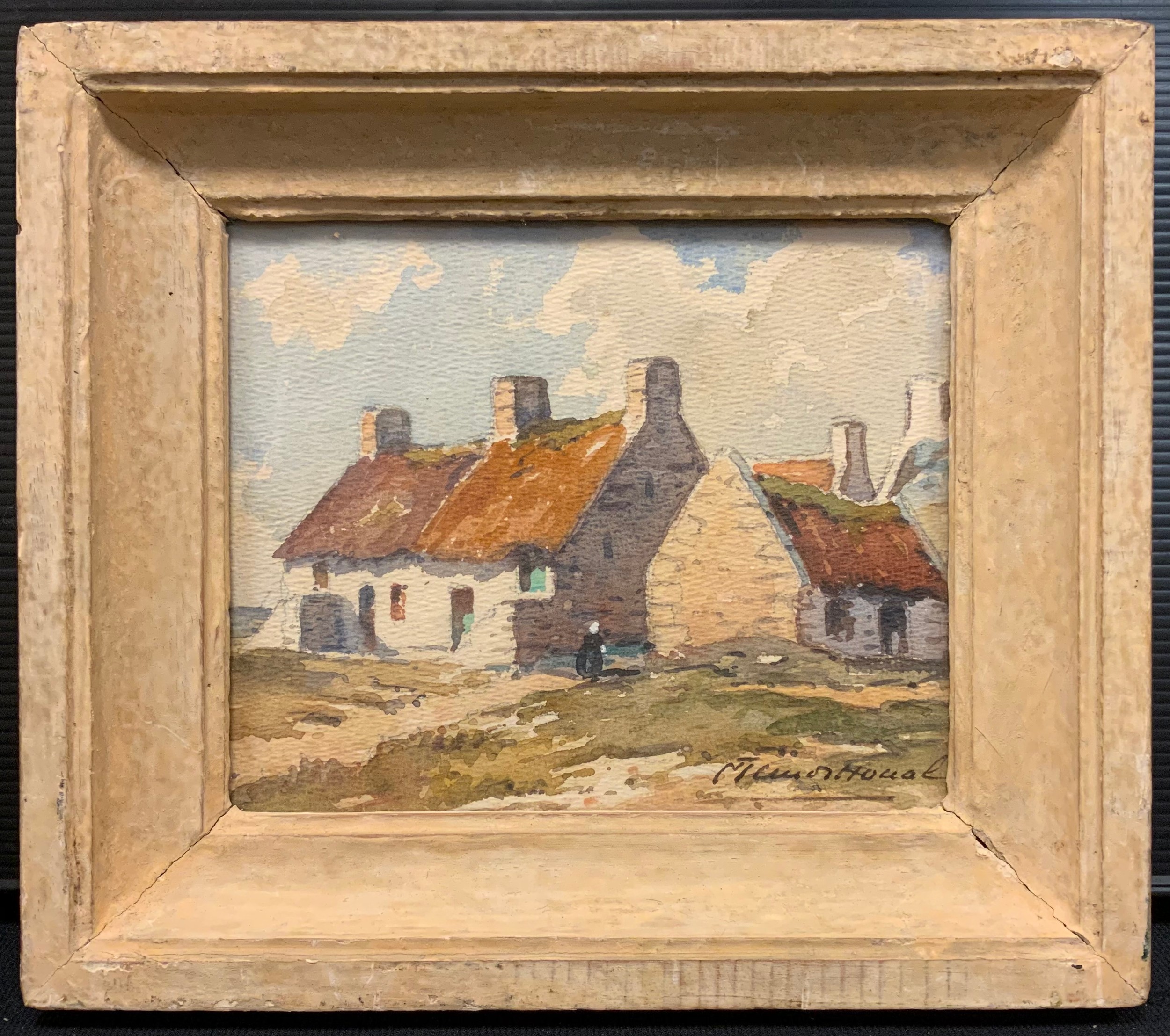 Irish School, early 20th century, White Cottages, County Wicklow, Ireland indistinctly signed, watercolour, 14cm x 17cm