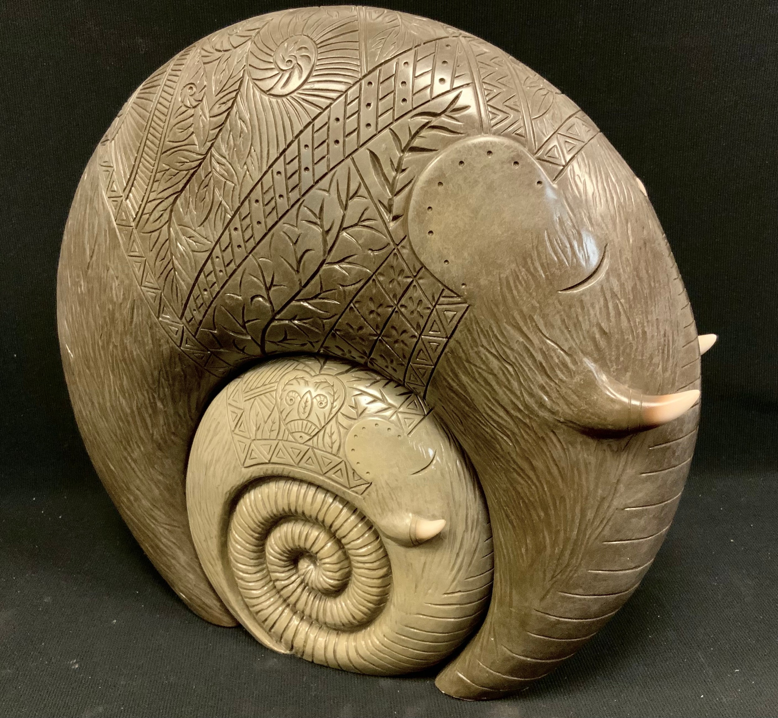 Govinder Nazran (British 1964-2008) Mother & Child, 131/495, limited edition Washington Green sculpture, issued 2005, boxed, certificate