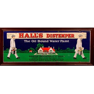 A rectangular pictorial enamel sign, Hall's Distemper, The Oil-Bound Water Paint