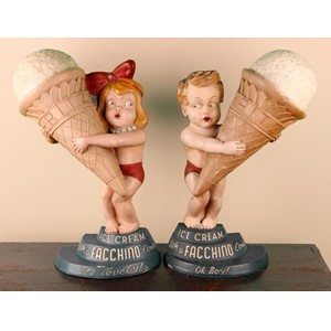 A pair of mid 20th century composite shop display figures, Facchino Ice Cream