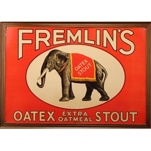 A rectangular pictorial tin sign, Fremlin's Oatex Extra Oatmeal Stout