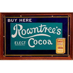 A rectangular pictorial enamel sign, Rowntree's Elect Cocoa
