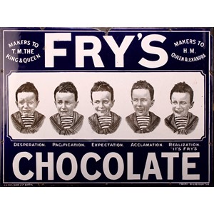An early 20th century rectangular pictorial enamel sign, Fry's Chocolate