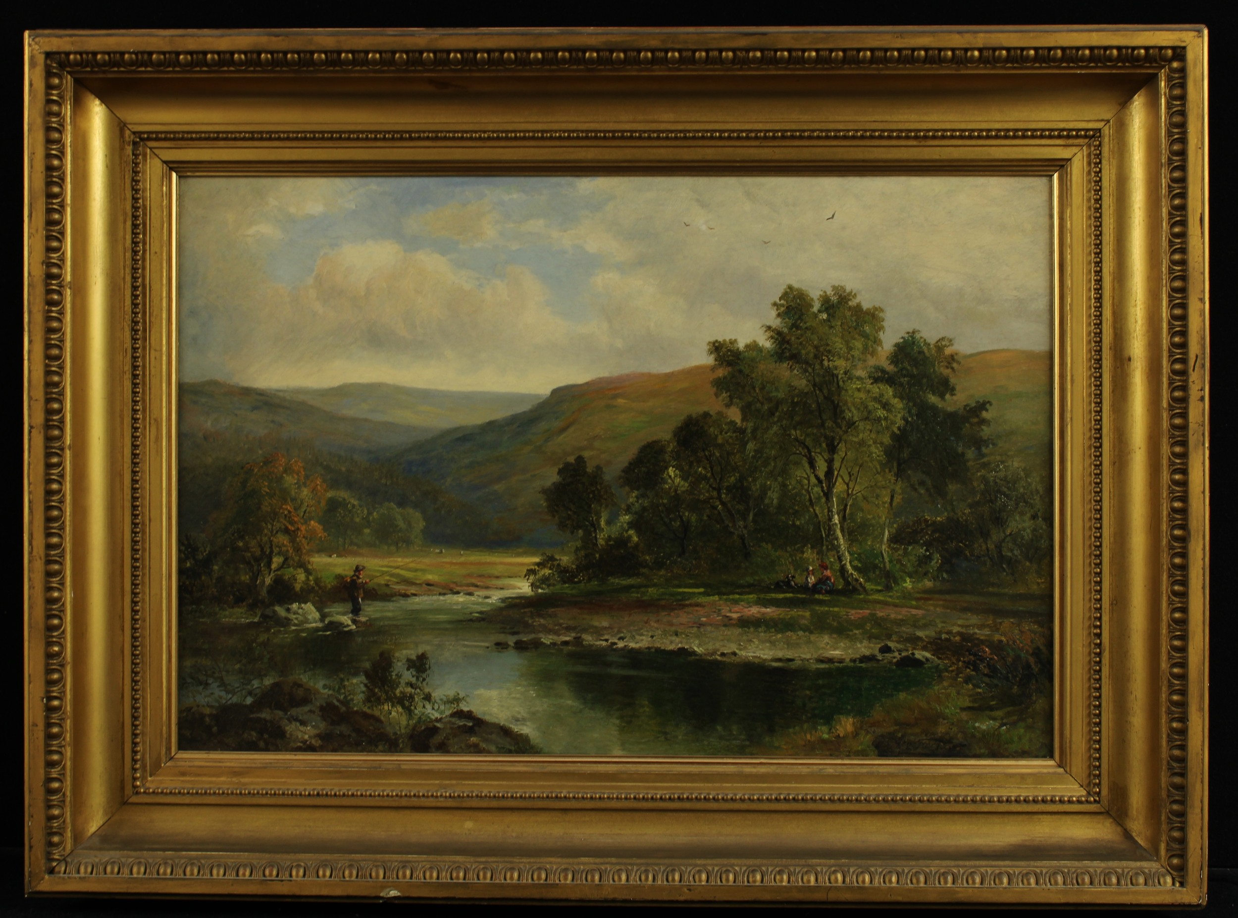 George Turner (1841-1910) On The Dove signed, signed again to verso, oil on canvas,  49cm x 70cm