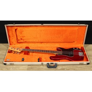 A Fender Precision Bass guitar, made in Mexico, numbered MX13337247, candy apple finish, 116cm long, cased