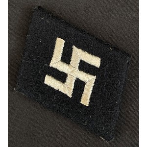 WW2 Third Reich Waffen SS Latvian "Fire Cross" Swastika Collar Tab for 19th SS Latvian Division. Dachau pattern tab in unissued condition.
