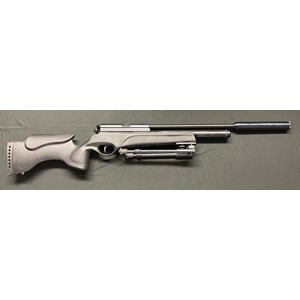 BSA Prototype .25 cal / 6.35 cal Air Rifle complete with Bipod. No serial number. Barrel length 385mm. Fitted with a moderator. Black ABS Stock. Overall length 102cm. Complete with gun slip.