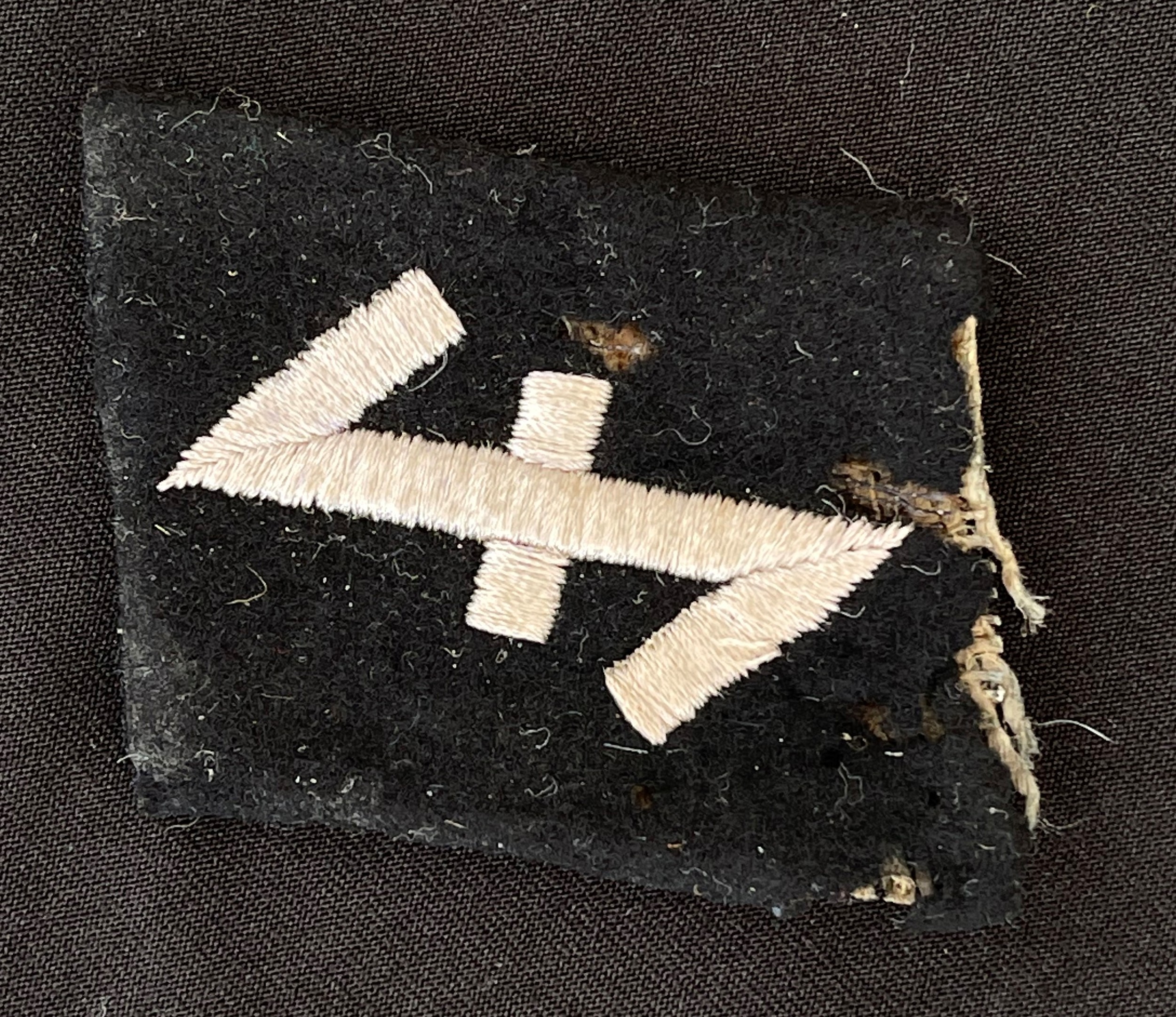 WW2 Third Reich Waffen SS Dutch Wolf Hook Collar Tab. Complete with RZM Label to reverse.