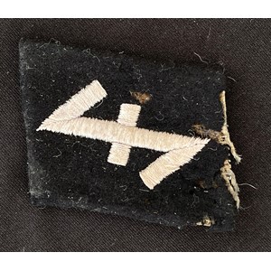 WW2 Third Reich Waffen SS Dutch Wolf Hook Collar Tab. Complete with RZM Label to reverse.