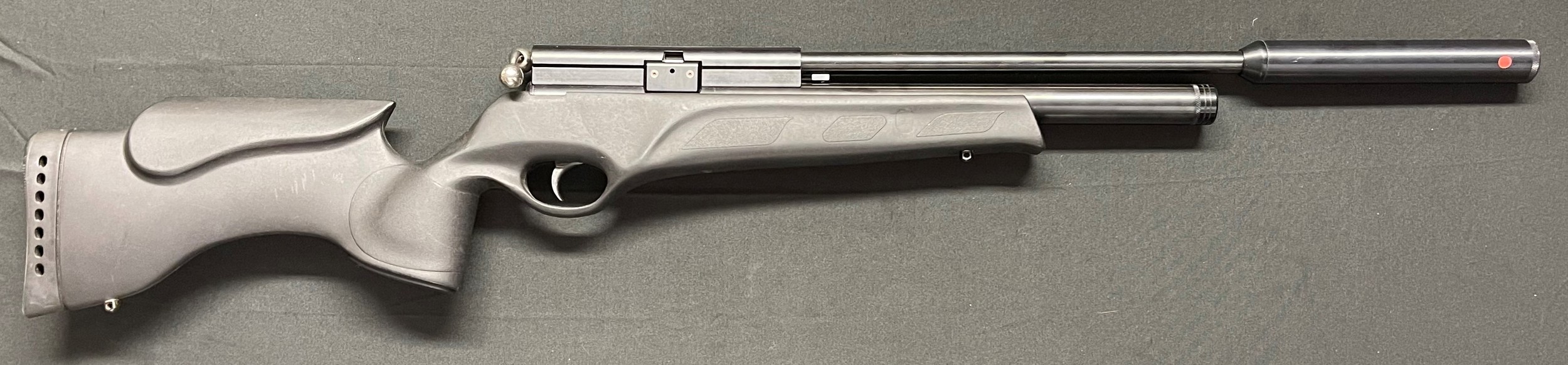 BSA Prototype .177 Cal Air Rifle. No serial number. Barrel length 390mm. Black ABS Stock. Overall length 102cm.