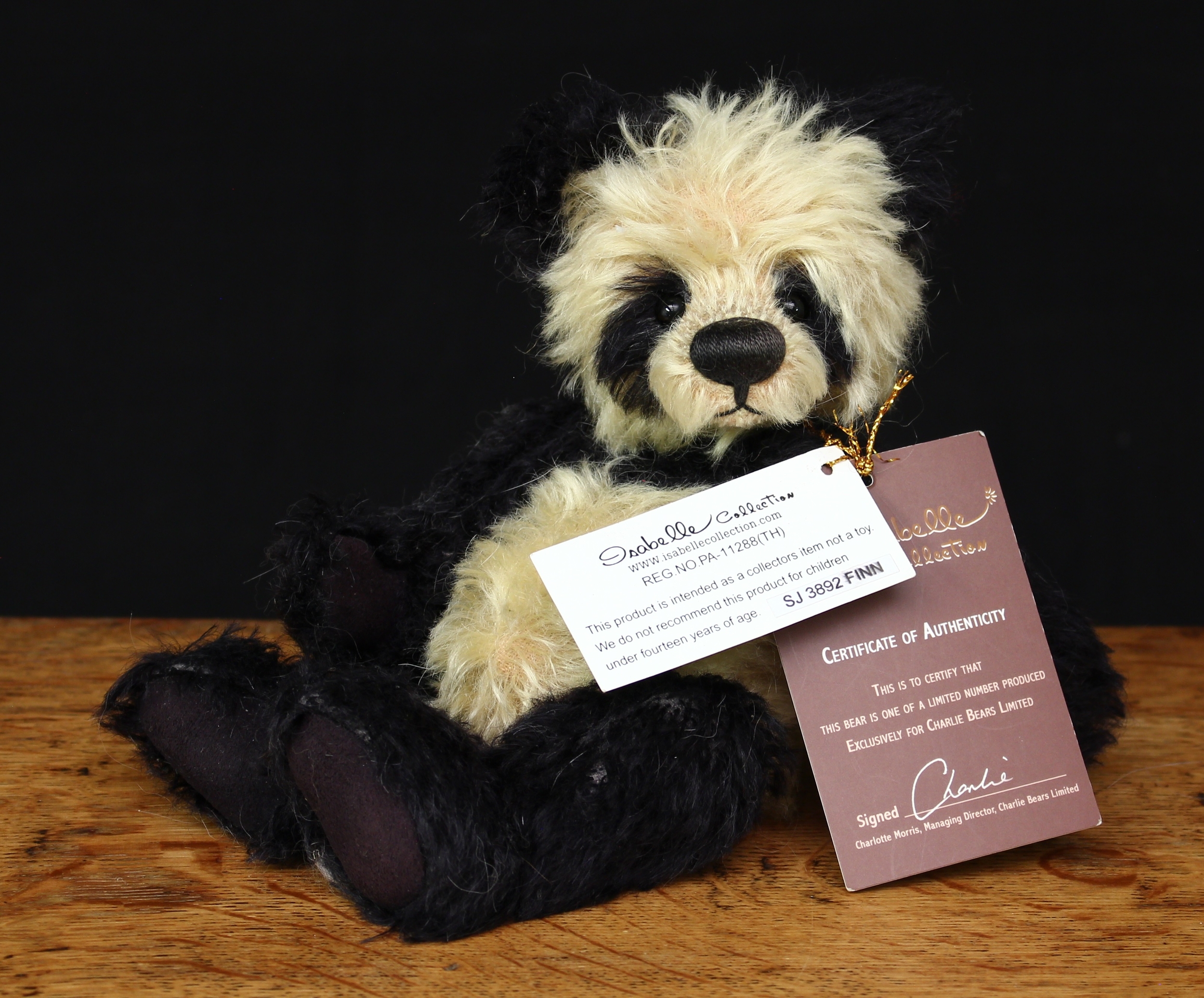 Charlie Bears/Isabelle Collection SJ3892 Finn Panda teddy bear, from the 2008 Isabelle Collection, 21cm high with tags, Limited Edition No.54 of 200