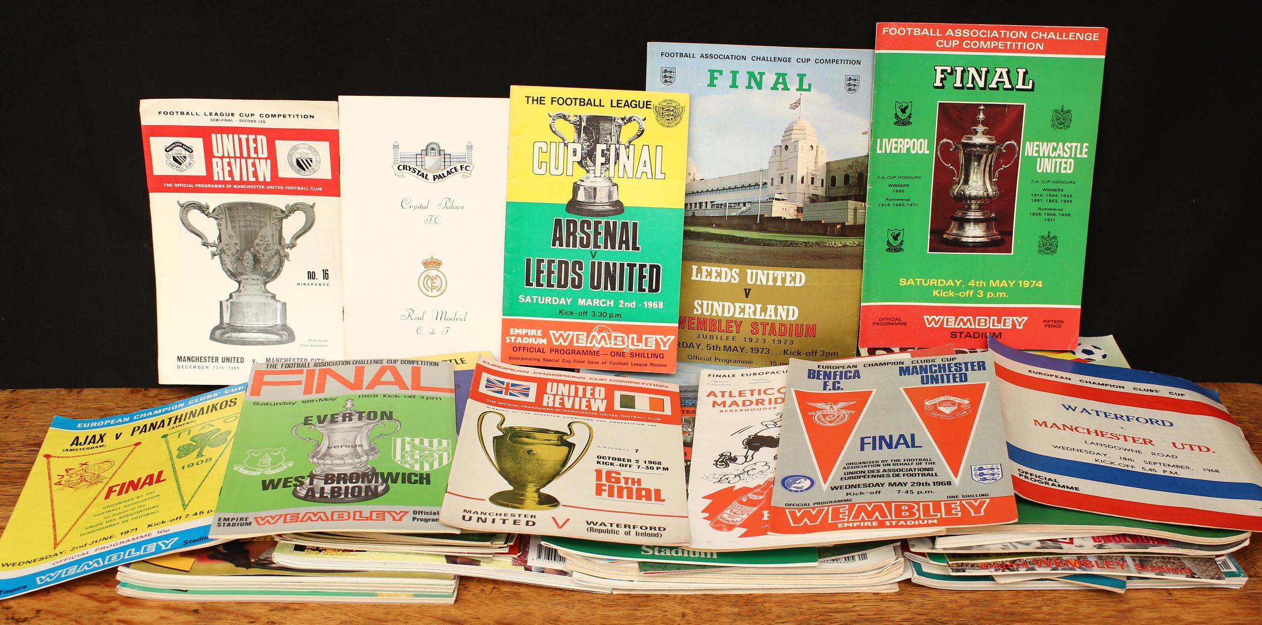 Sport, Football – a collection of 1960’s and later football programmes, comprising various home and away fixtures, various clubs including Stoke City, Aston Villa, Luton Town, Coventry City, Ipswich Town, Fulham, Arsenal, Leicester City, Leeds United, Liverpool etc; other football programmes from league cup games and some European cup competition programmes including Manchester United vs Waterford (Republic of Ireland), Wednesday 2nd October 1968, United Review, others (quantity)