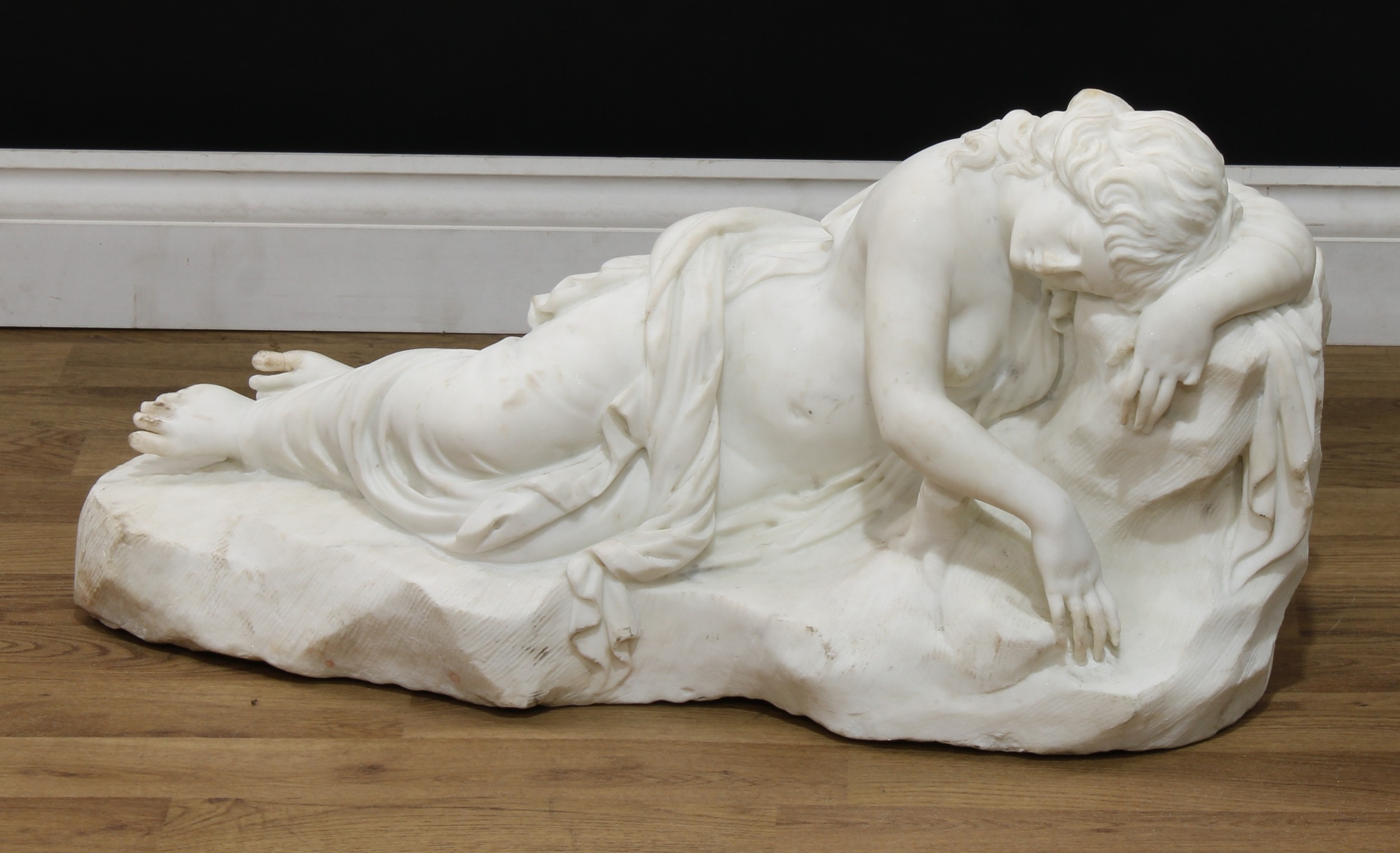 Italian School, 19th century, a Carrara marble, Dreams of a Lover, 36cm high, 75cm long