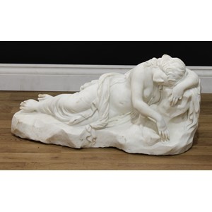 Italian School, 19th century, a Carrara marble, Dreams of a Lover, 36cm high, 75cm long