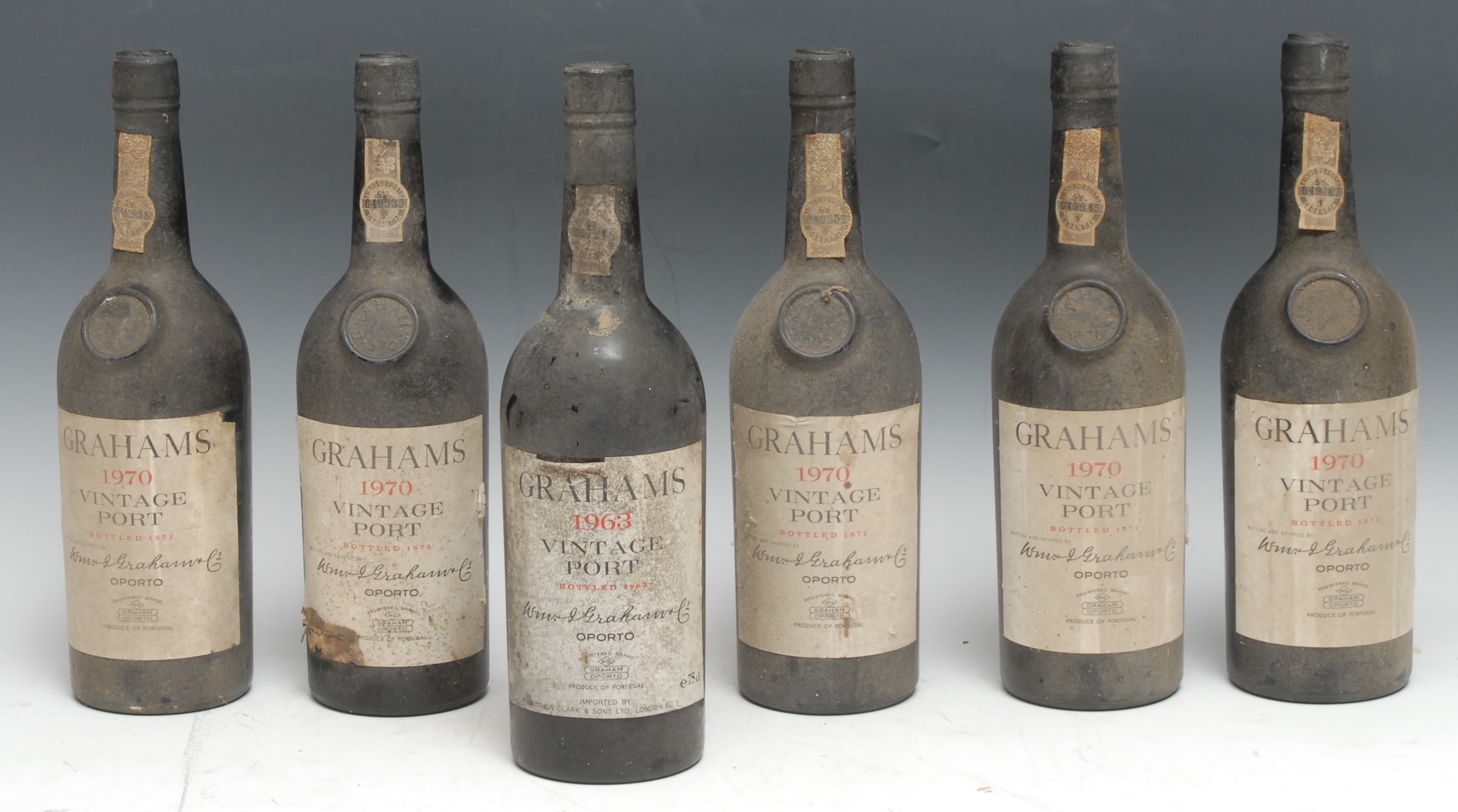 Five bottles of  Grahams Vintage Port, bottled 1970, 75cl;  another 1963 (6)