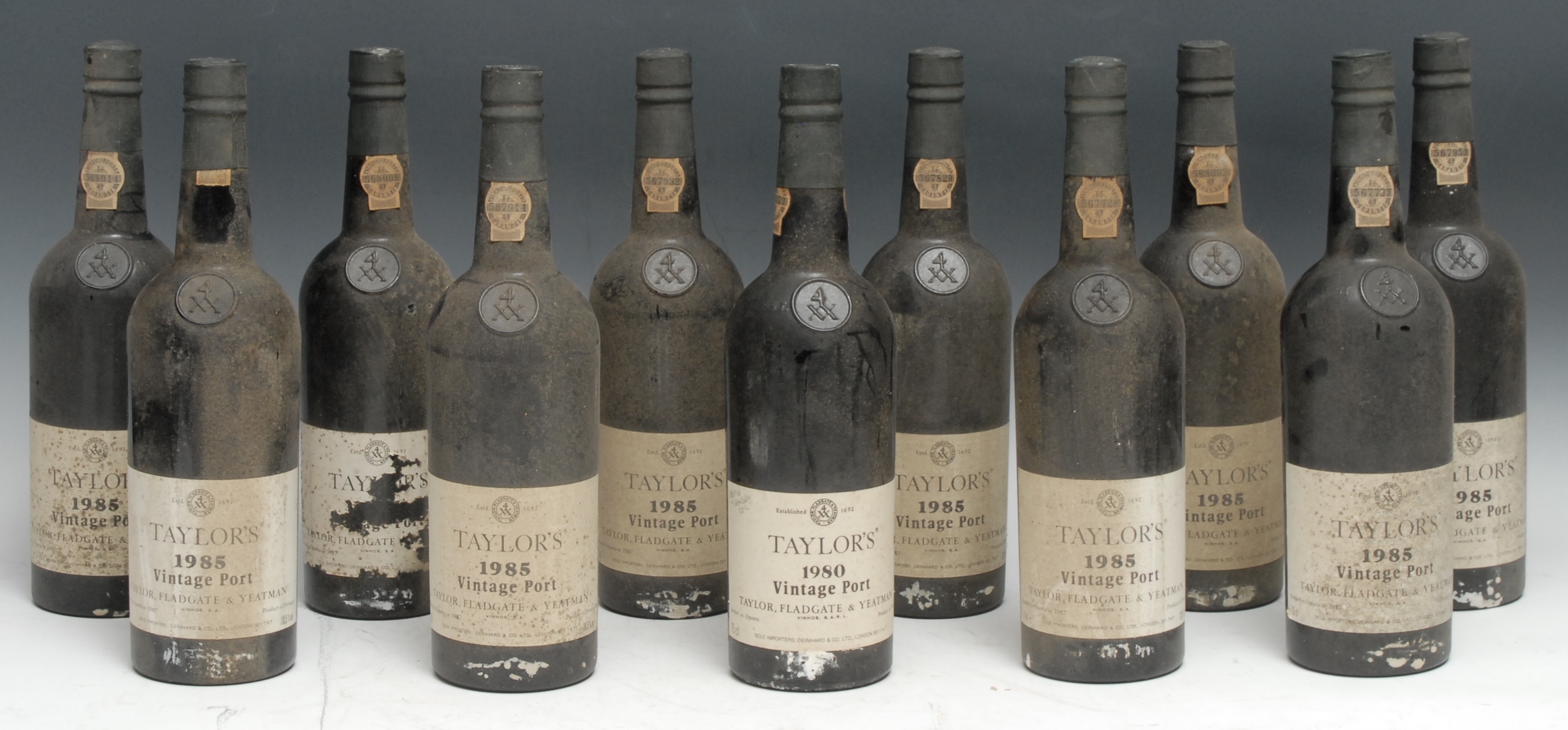 Ten bottles of Taylors's Vintage Port,1985, 75cl;  another 1980  (11)