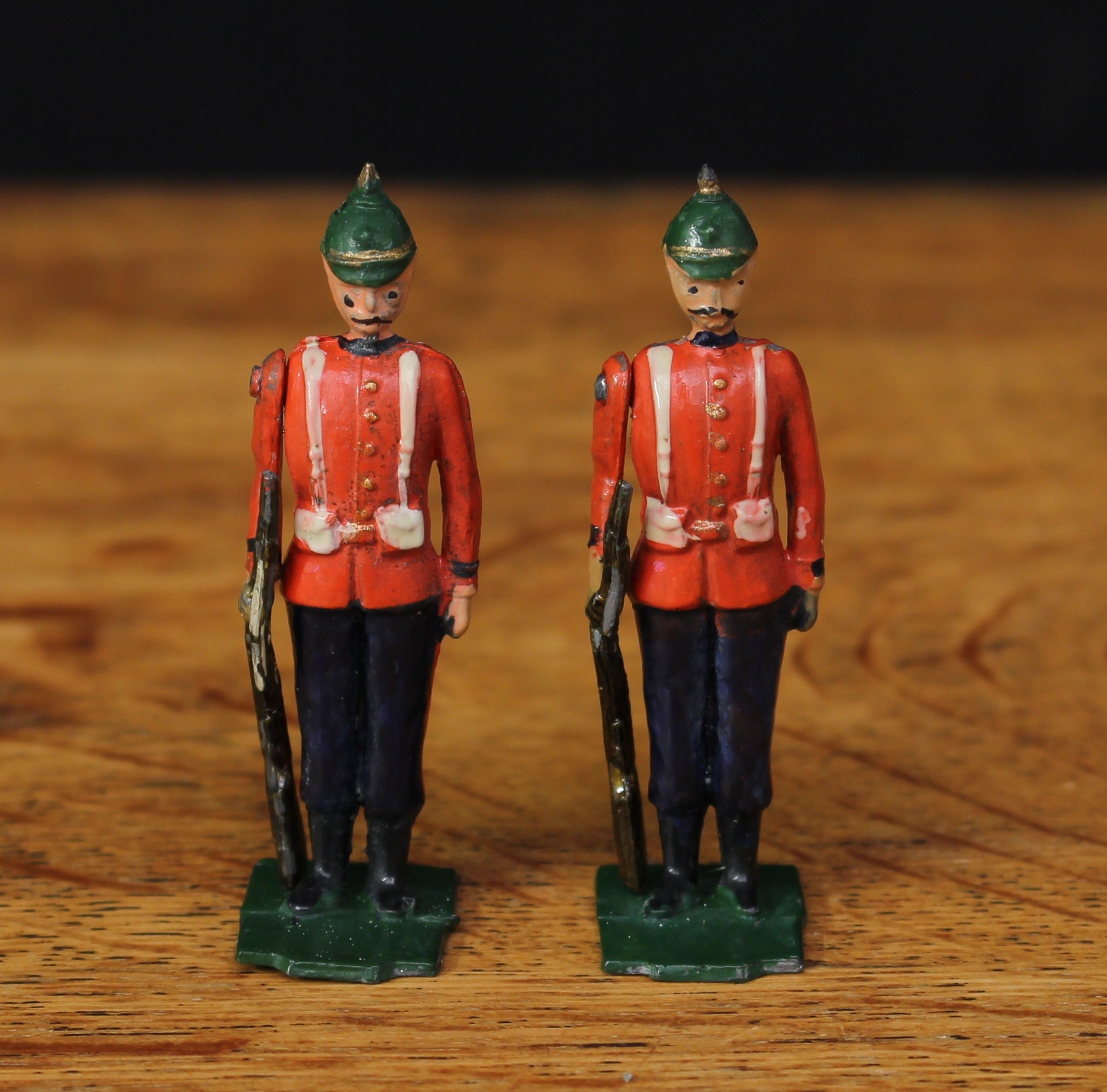 Abel, CD (Islington, London 1898-1914) two rare Somerset Light Infantry figures, each standing at attention, shaped rectangular bases, each unboxed (2)