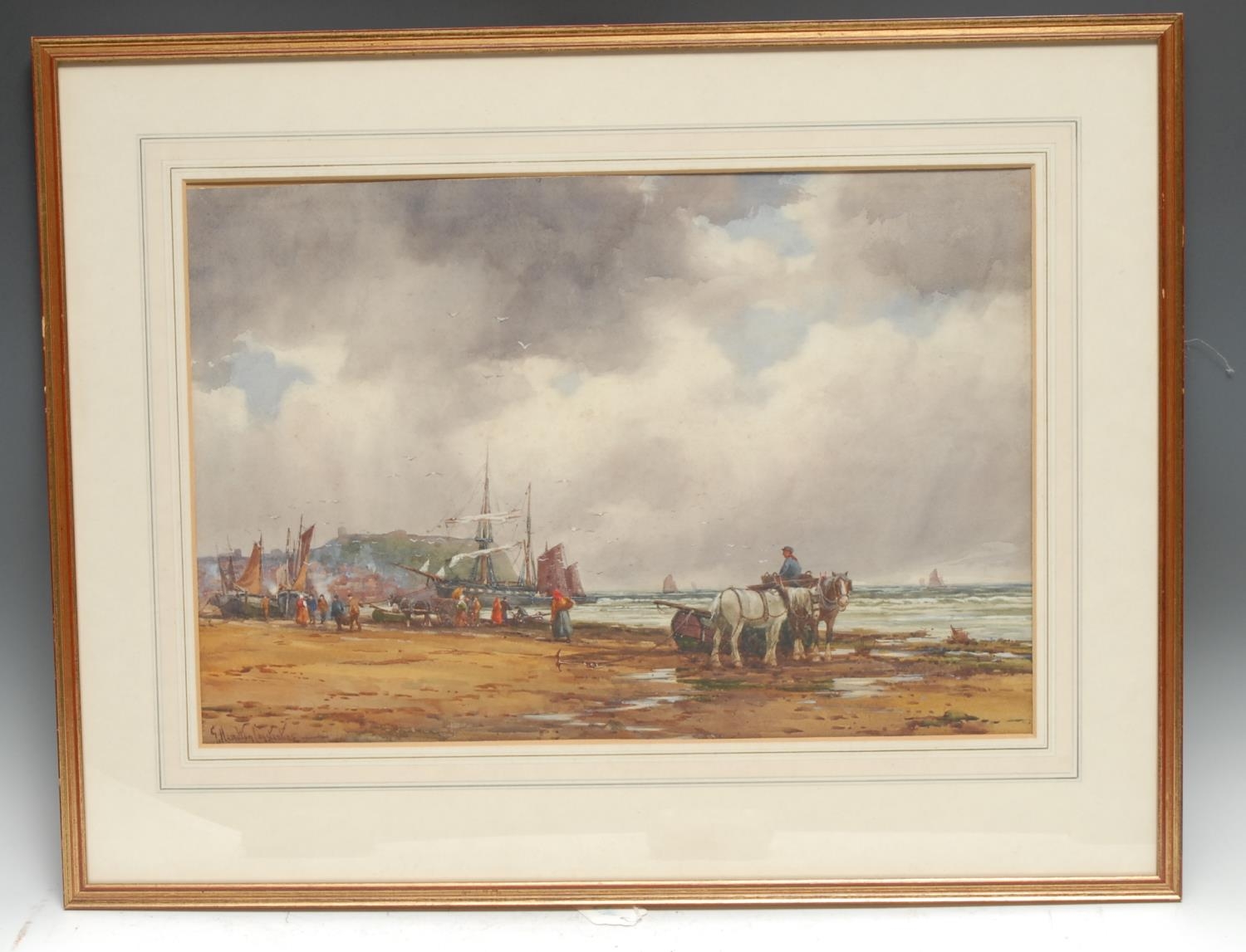 George Hamilton Constantine ( 1878-1967) Fishing Boats at Tides Out signed, watercolour, 35cm x 52cm