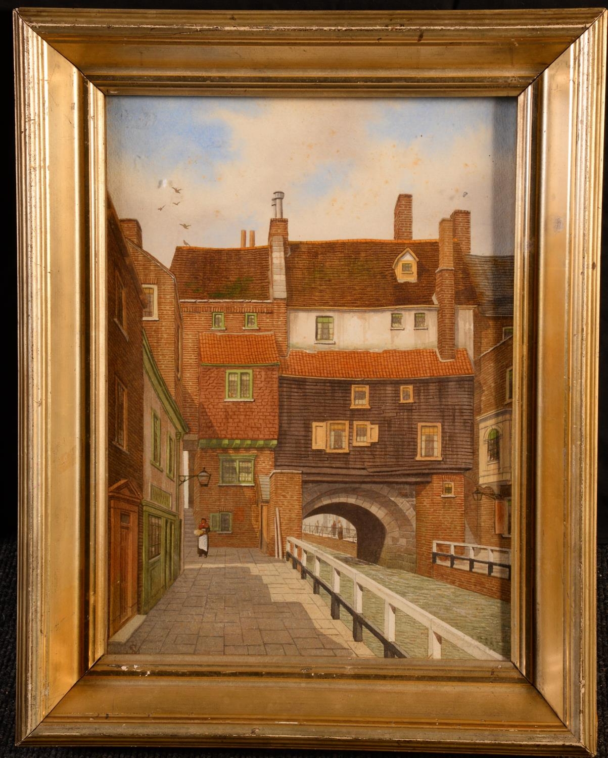 English School (early 20th century) The Glory Hole, Lincoln signed wit h monogram, watercolour, 34cm x 24.5cm