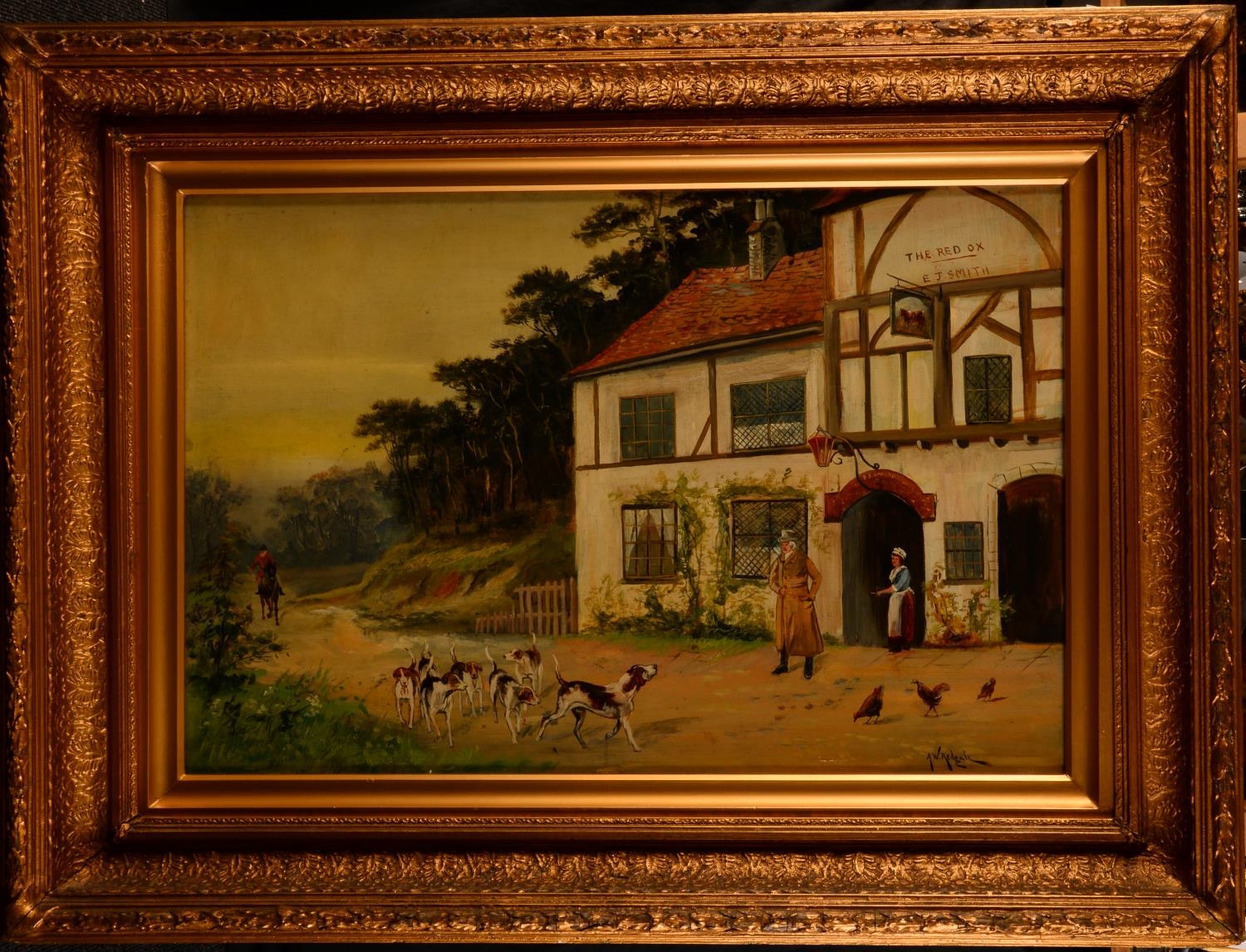 Arthur William Redgate  (1860-1906) The Red Cow, Near Loughborough signed, dated 1900, signed to verso, oil on canvas, 50cm x 77cm