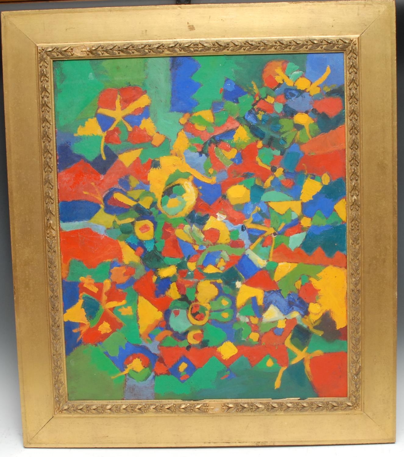 Russian School Abstract signed Andozy **, oil on canvas, 60cm x 50cm