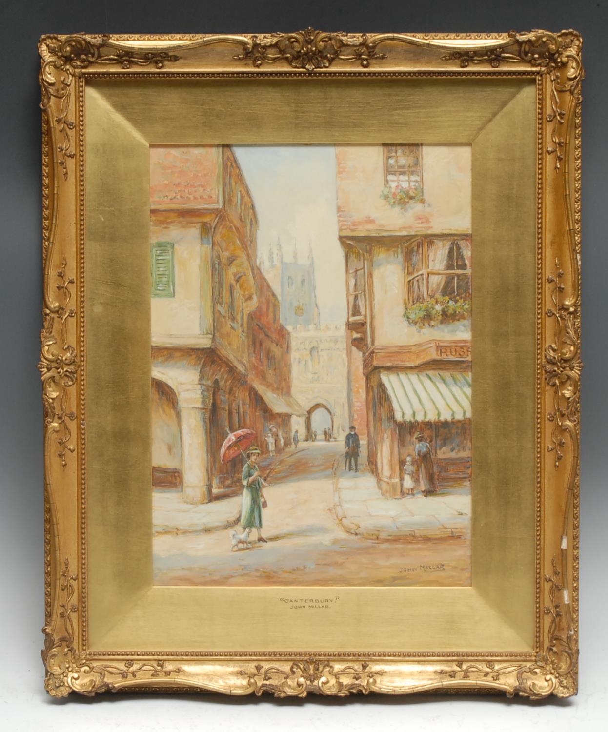 John Millar (fl.1880-1885) Canterbury signed, titled, watercolour, 35.5cm x 25cm