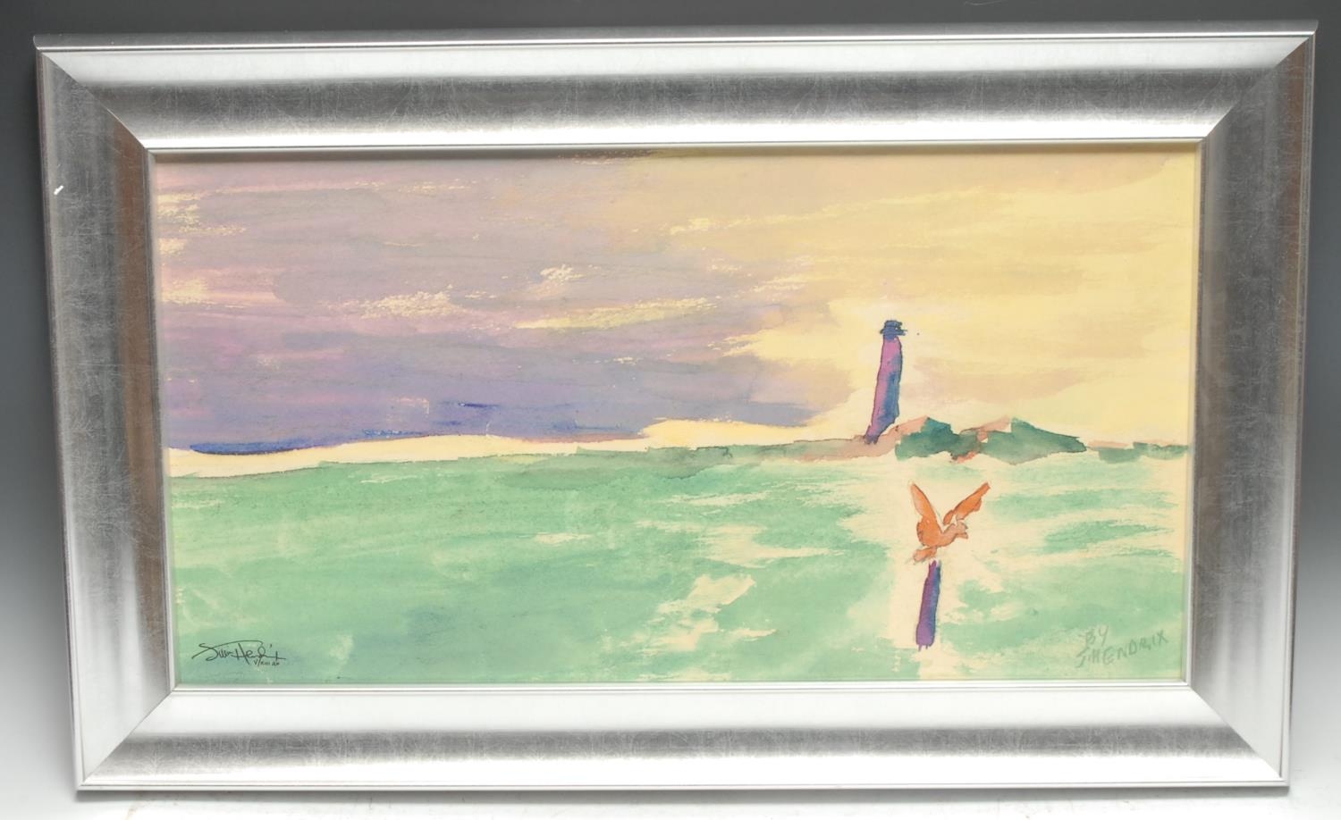 Jimi Hendrix (1942 - 1970), after, North Coast, coloured print, facsimile signature, limited edition AP8/125, certificate, 42cm x 71cm, unframed;  another, Mountain in the Clouds, 258/125, certificate, 52cm x 69cm, unframed;  Grey Eyes, 99/295, 41cm x 31cm, unframed;  North Coast, on board, AP5/8, 35.5cm x 67cm (4)