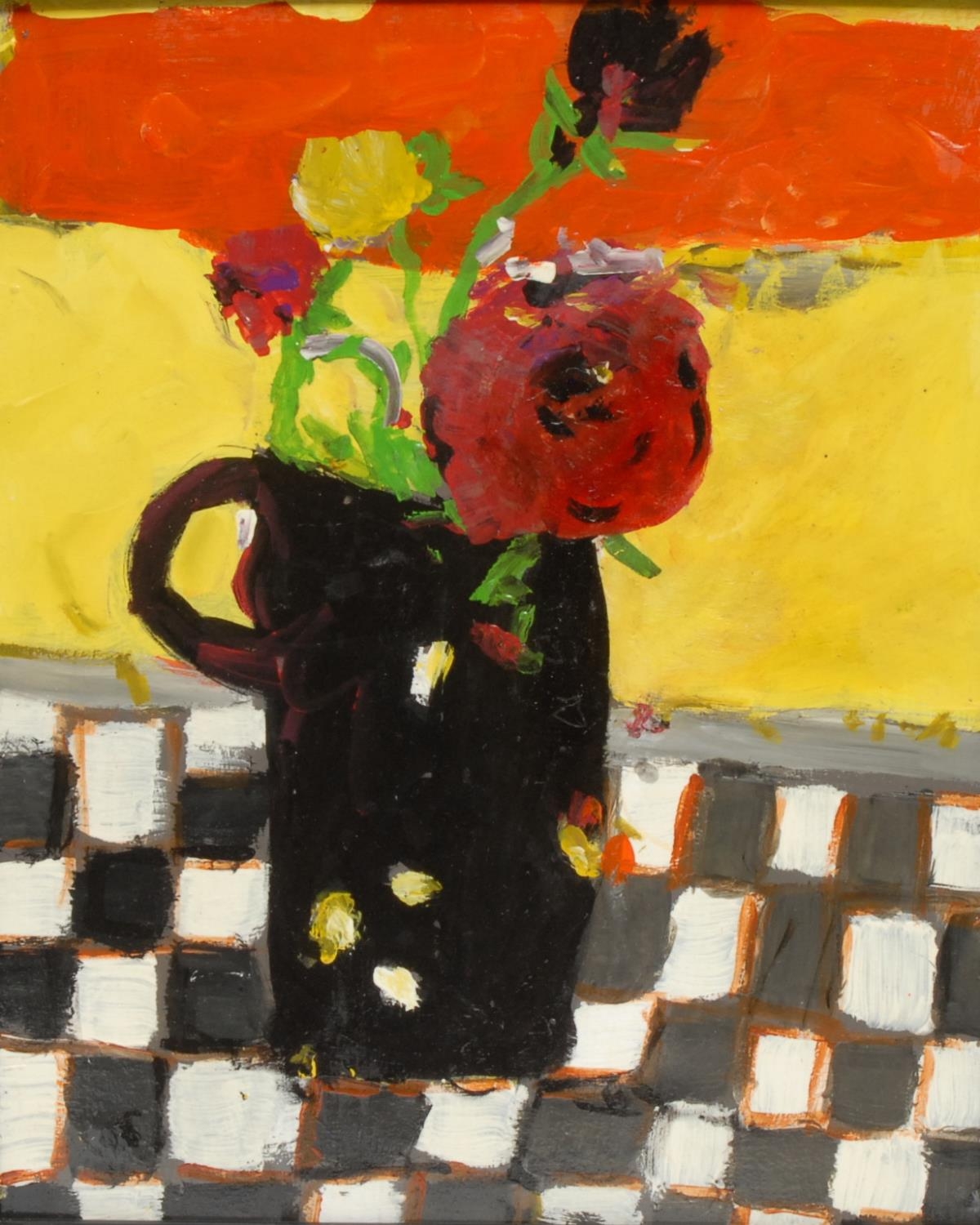 Modern British Still Life, Flowers in a Vase oil on board, 34cm x 29cm;  another