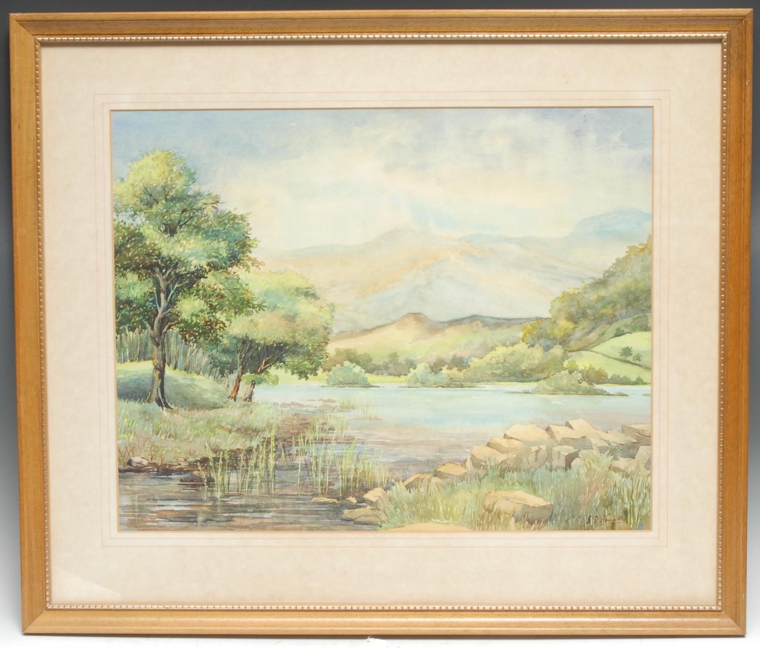 Stefan D Nowacki  Peaceful Lake signed, watercolour, 40cm x 50cm