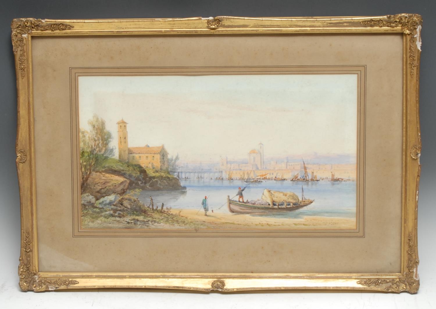 Edwin St John (1878-1961)  Continental Harbour signed, watercolour, 24cm x 44cm