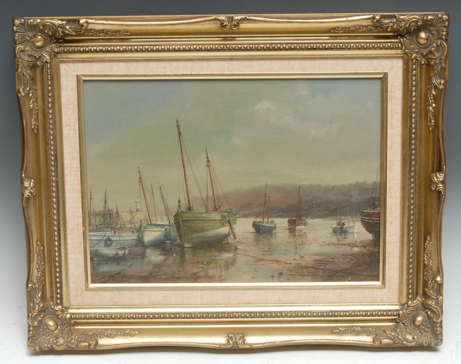Roderick Lovesey  Low Tide signed, oil on canvas, 24cm x 34cm