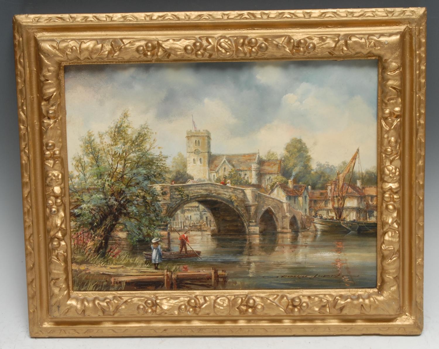 Roderick Lovesey   Aylesford Bridge, Medway, Kent   signed, oil on board, 21cm x 29cm