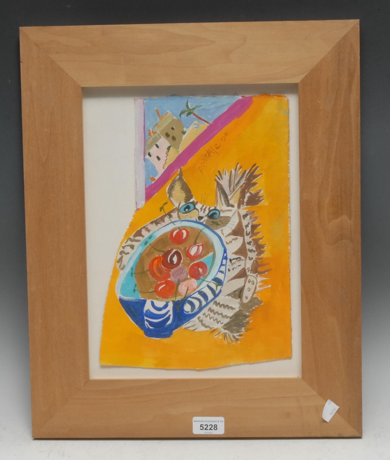 Ponckle Fletcher (1934-2012) The Cat Painter of St Ives Ginger Cat on a Beach signed, 32cm x 22cm