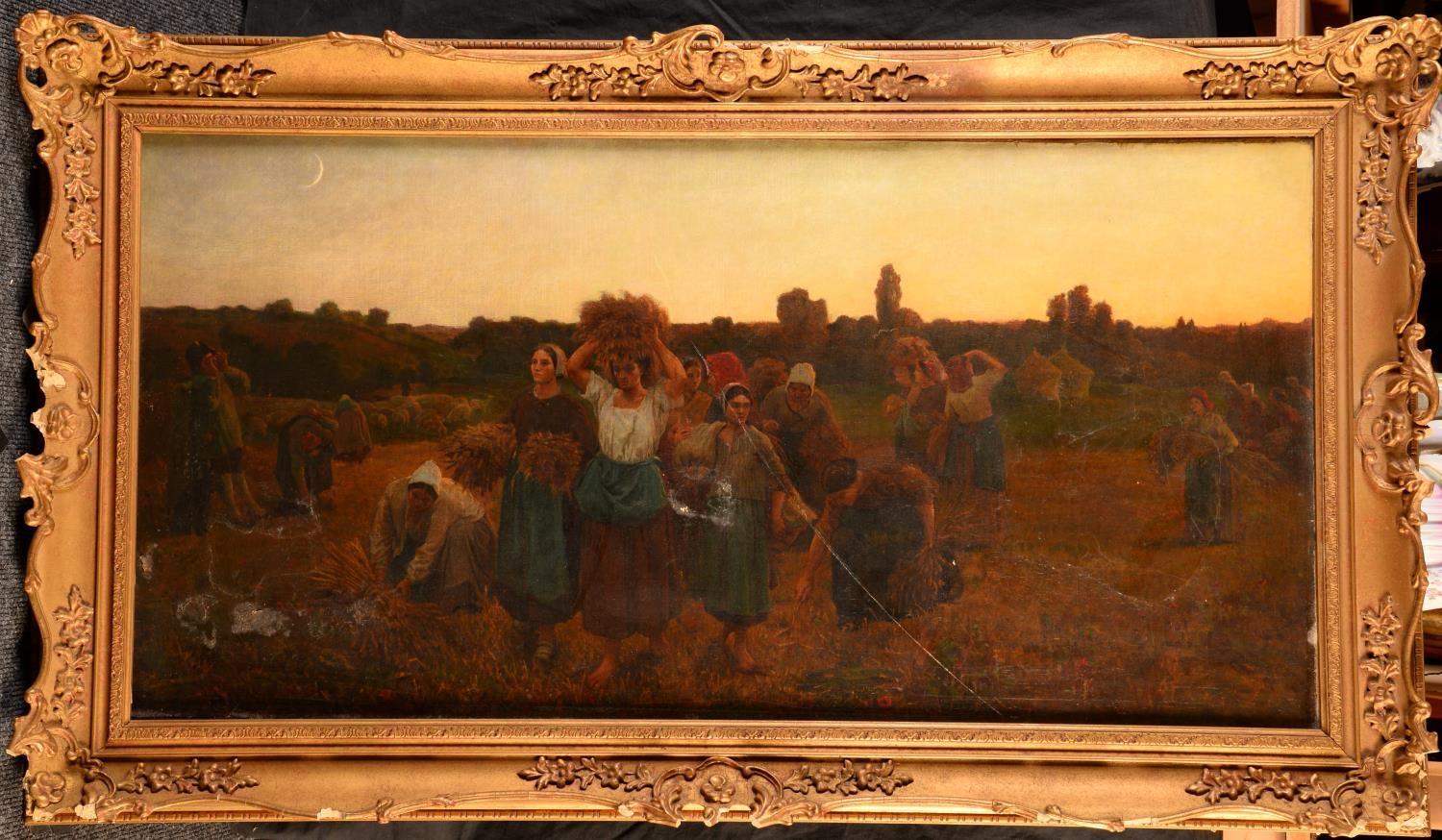 English School (19th century) Harvest Time oil on canvas, 43cm x 87cm