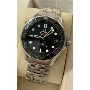 Omega  - a Seamaster professional gentlemans Co-Axial Chronometer 300 Stainless Steel wristwatch, black dial, dot and baton hour markers, centre seconds, date aperture, fixed bezel, 816 stainless steel bracelet, No 85773520, ref 21230412001003, boxed with warranty card dated 1.6.12.
