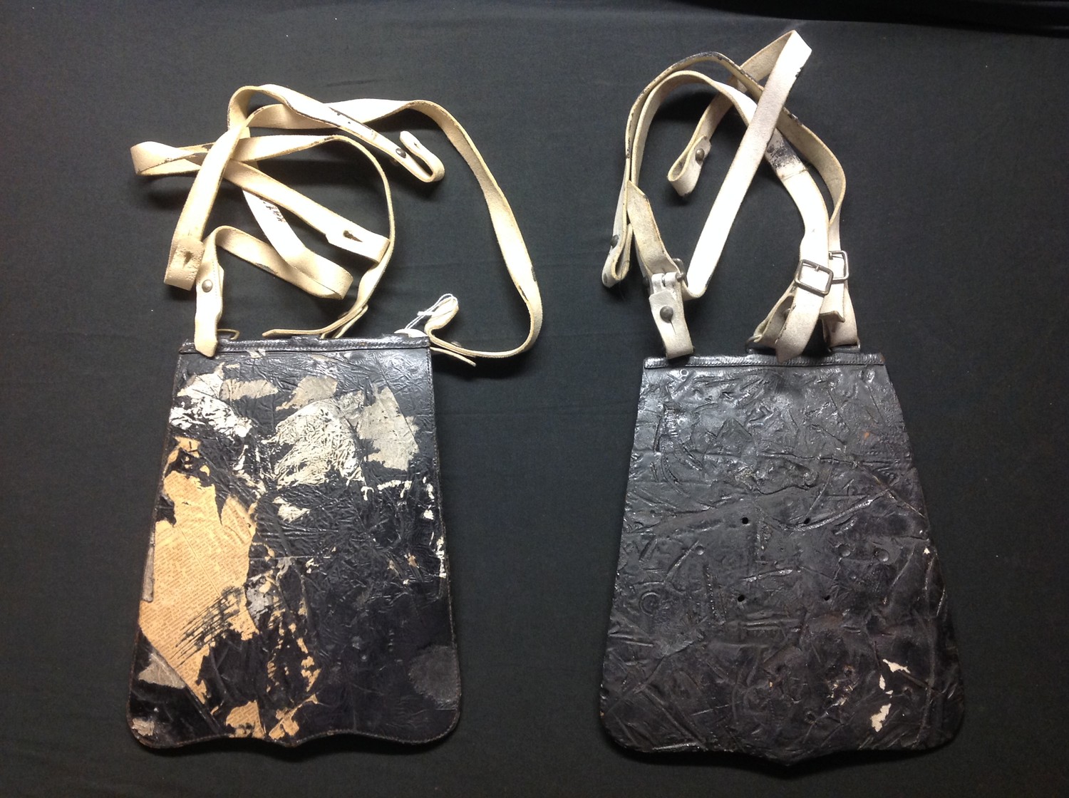 Pair of Victorian Cavalry Officers Sabretashes. Both have three white leather straps attatched. No makers marks or dates.