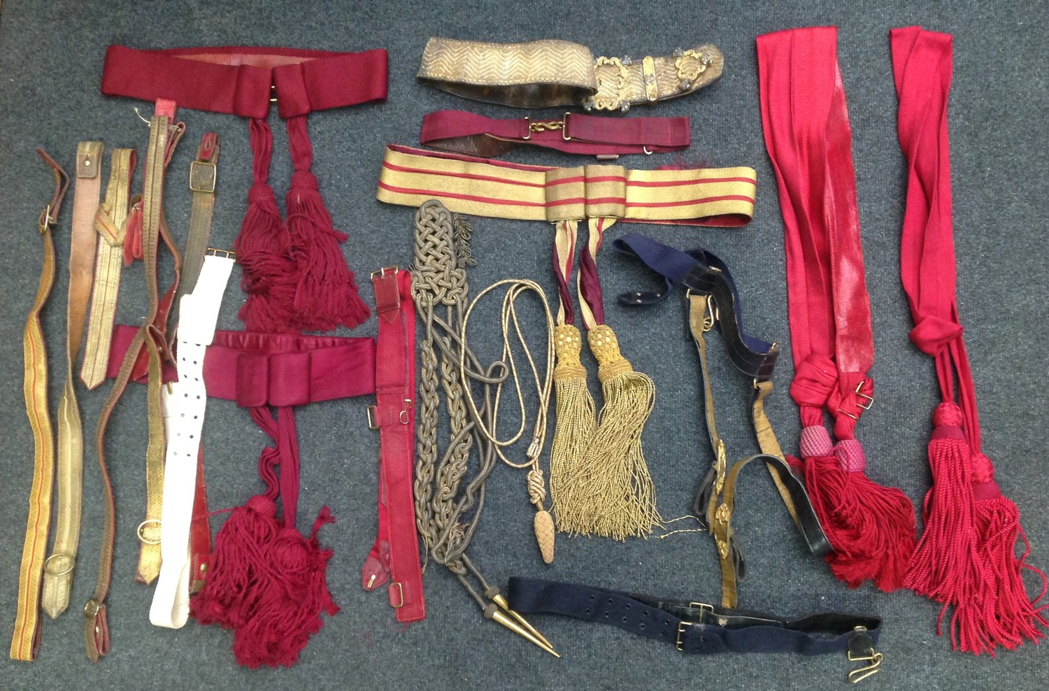 Victorian and Edwardian British Army Officers Full Dress Belts, Sword belts, sashes, under belts, aiguillettes, etc.