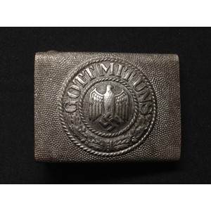 WW2 Third Reich Heer Belt and Buckle. Buckle is made of alloy and is maker marked "F.R.O". Belt leather is size marked "90".