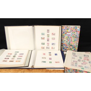 Stamps - box of albums and binders, New Zealand, Australia, Pacific, etc, GVI - QEII loose or mint sets, etc