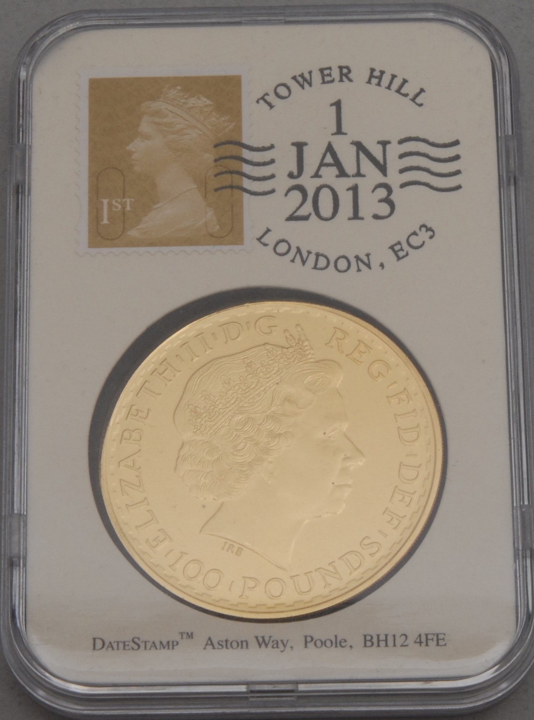 Gold proof coins - 24ct gold 100 pound coin, 31.1g, 2013, lined case