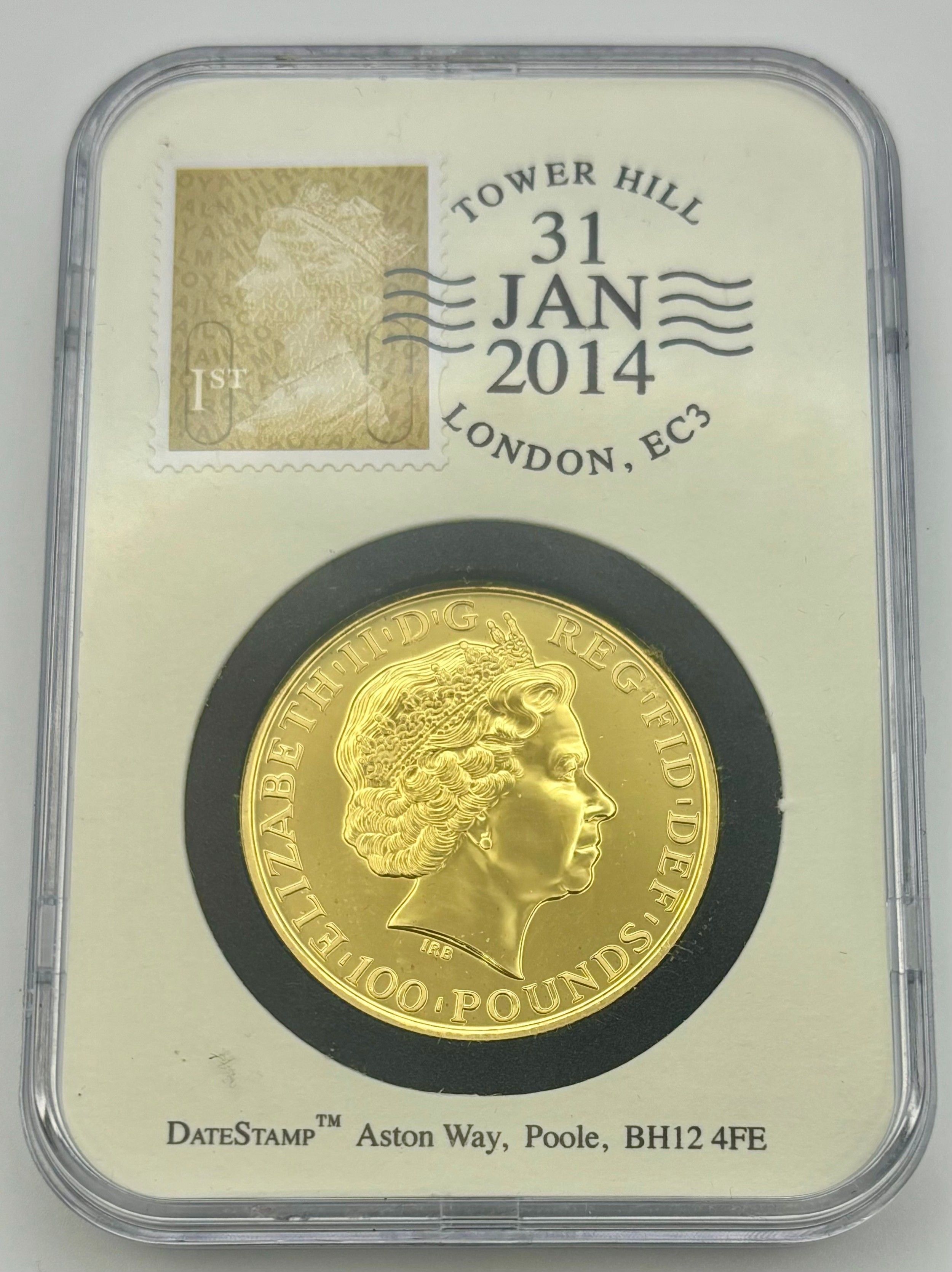 Gold proof coins - 24ct gold UK Year of the Horse 1oz 100 pound coin, 31.21g, 2014, lined case and cardboard sleeve