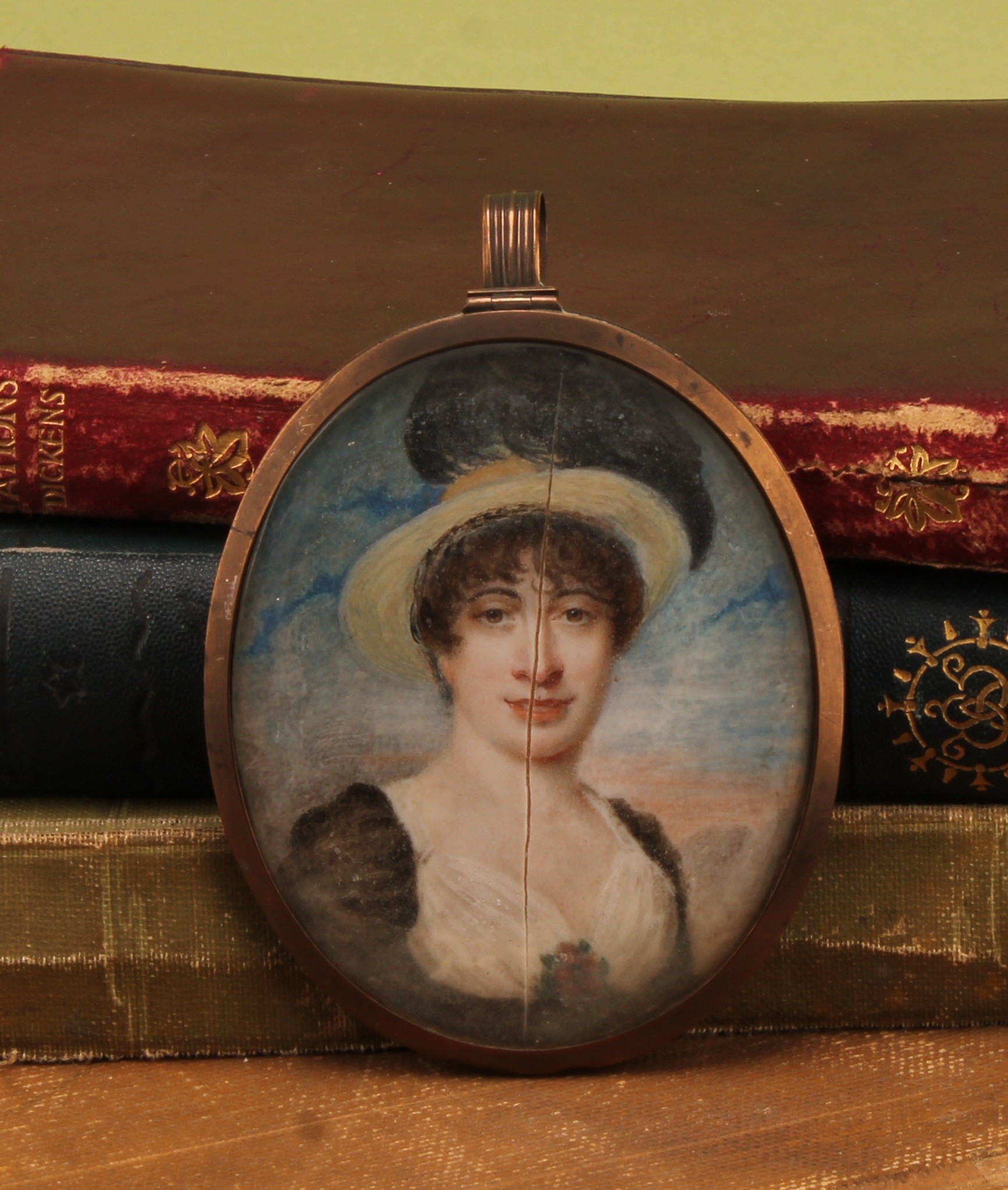 English School (19th century), an oval portrait miniature mourning pendant, of a lady of the Blake family of Bury St Edmunds (Suffolk), watercolour on ivory, 7cm x 6cm  Ivory Submission Reference HMK19WTB