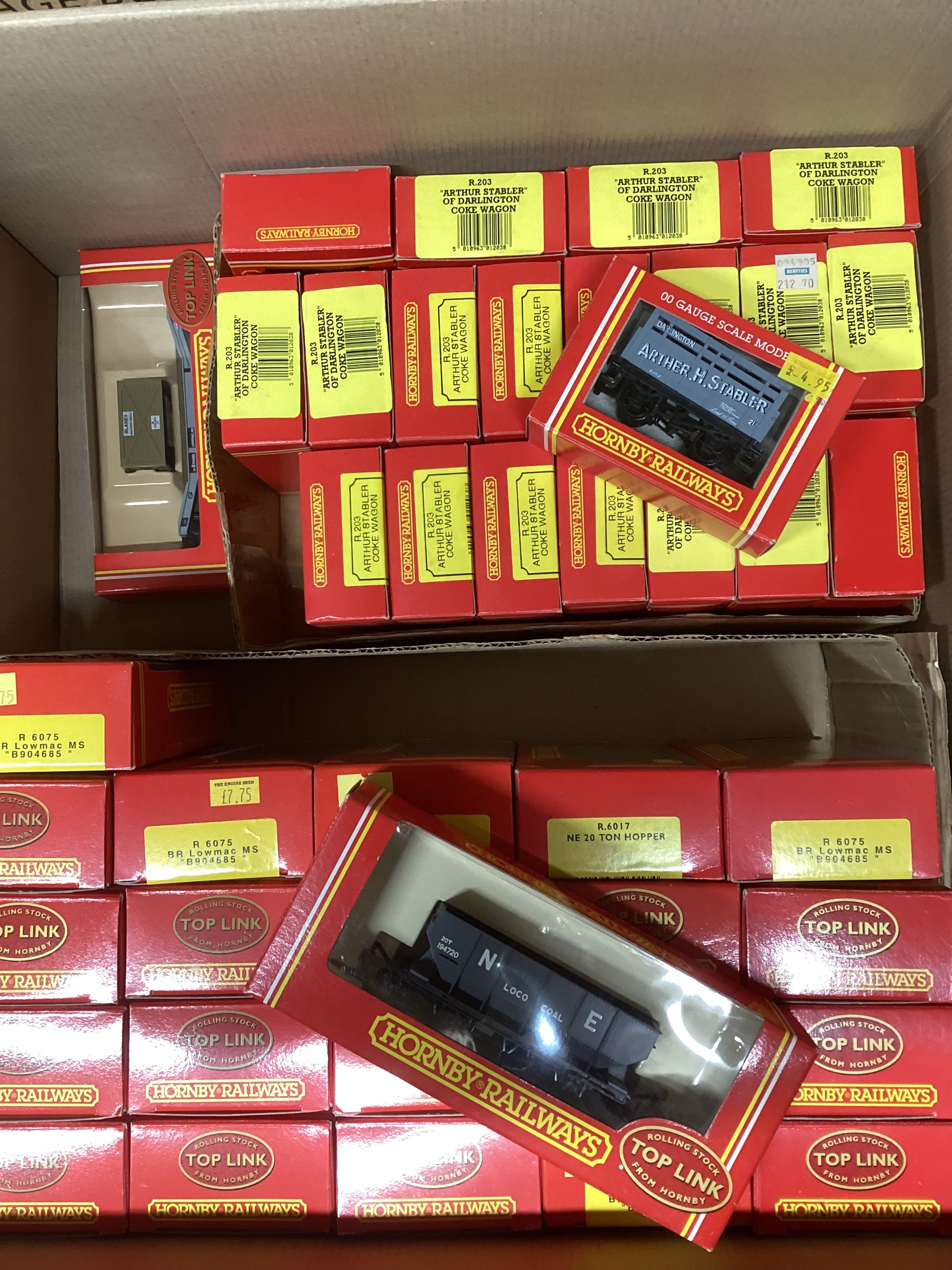 Model Railway interest ; Train Coach kits in packets from Kirk coach kits-All vintage and unopened , together with a large selection of 40+ Hornby boxed trains old shop stock ( quantity)