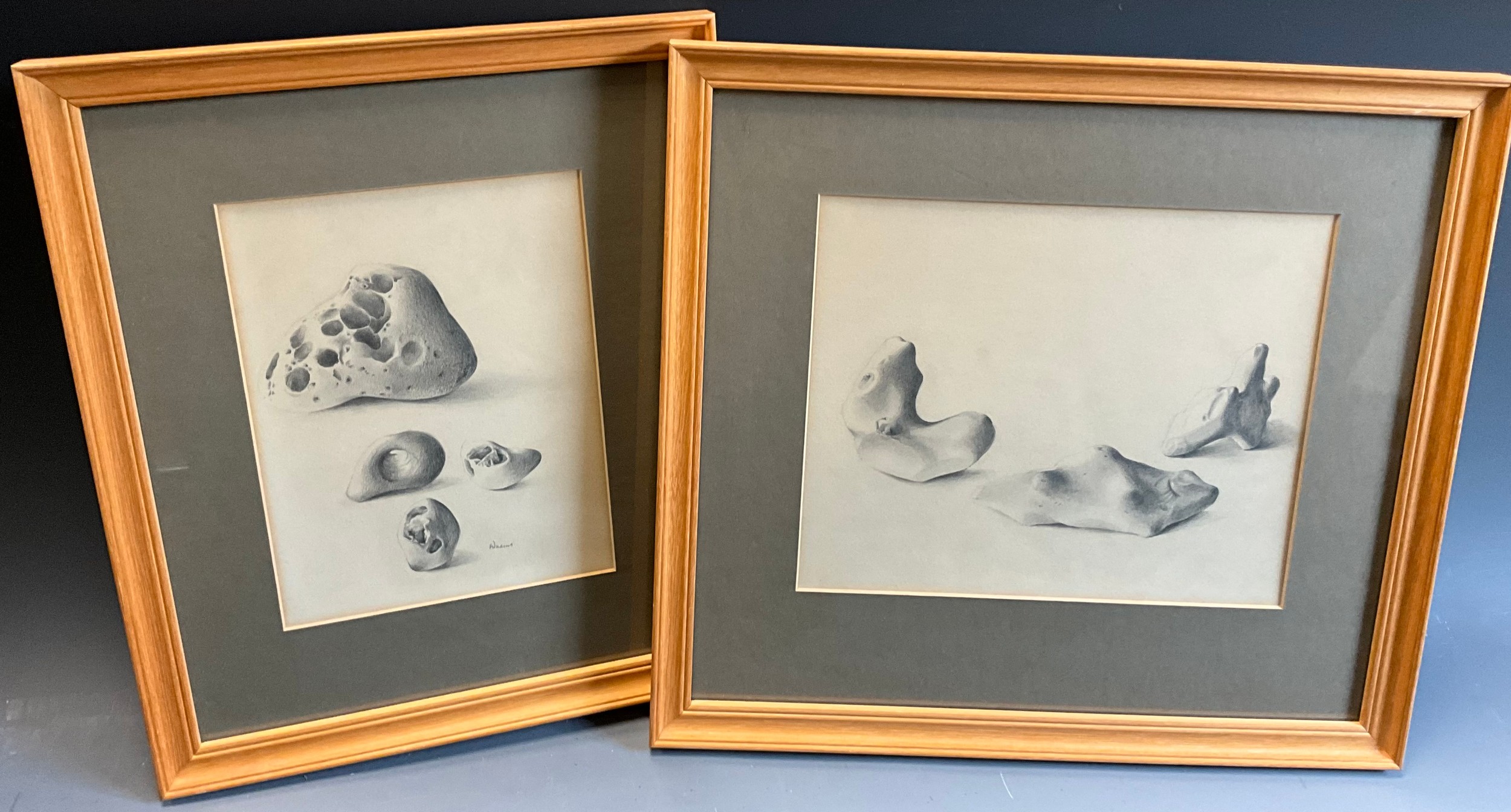Marion Adnams (1898-1995), Sculptural Findings, Geology Studies, signed, pencil, 22cm x 16.5cm; another similar, 21cm x 26cm, (2).