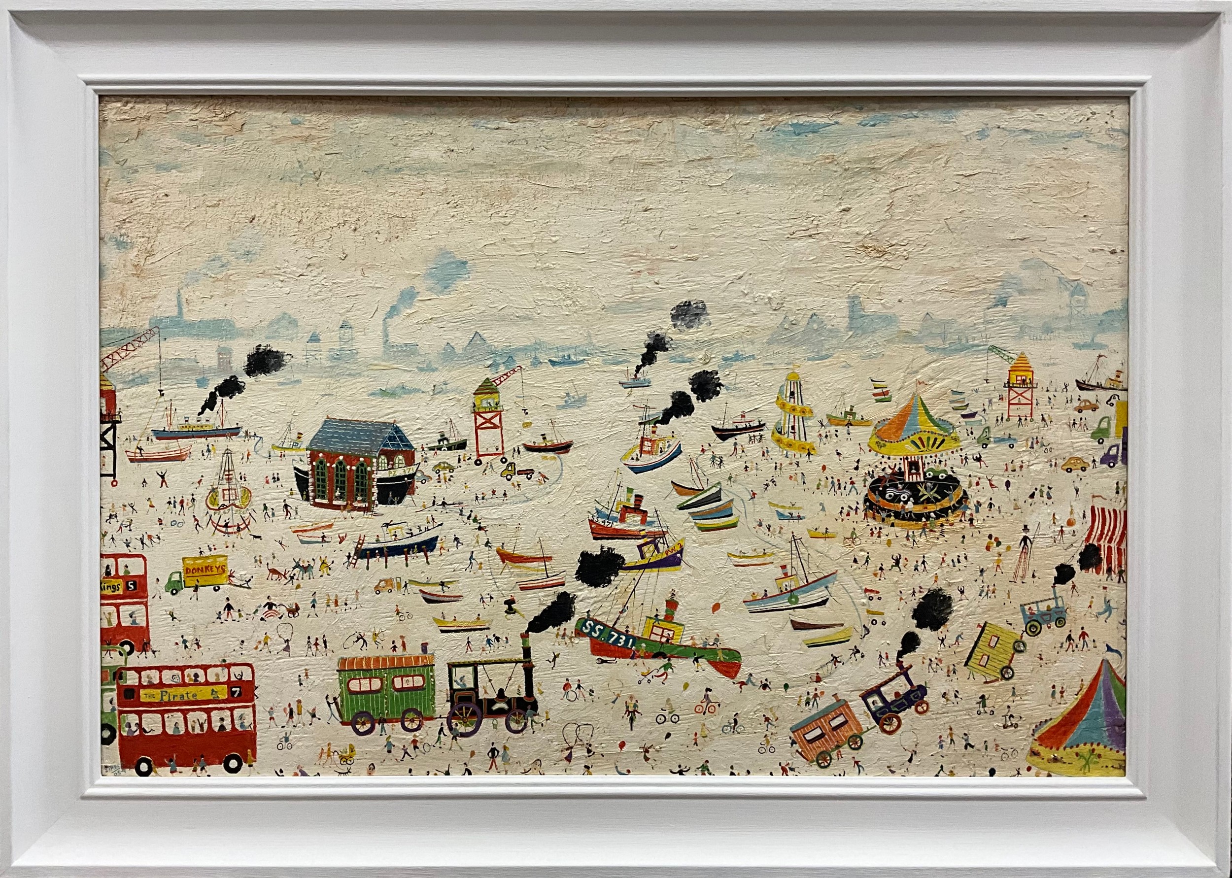 Simeon Stafford (British, bn. 1956)  Harbourside fun, Cornwall signed, oil on board, 61cm x 91.5cm.