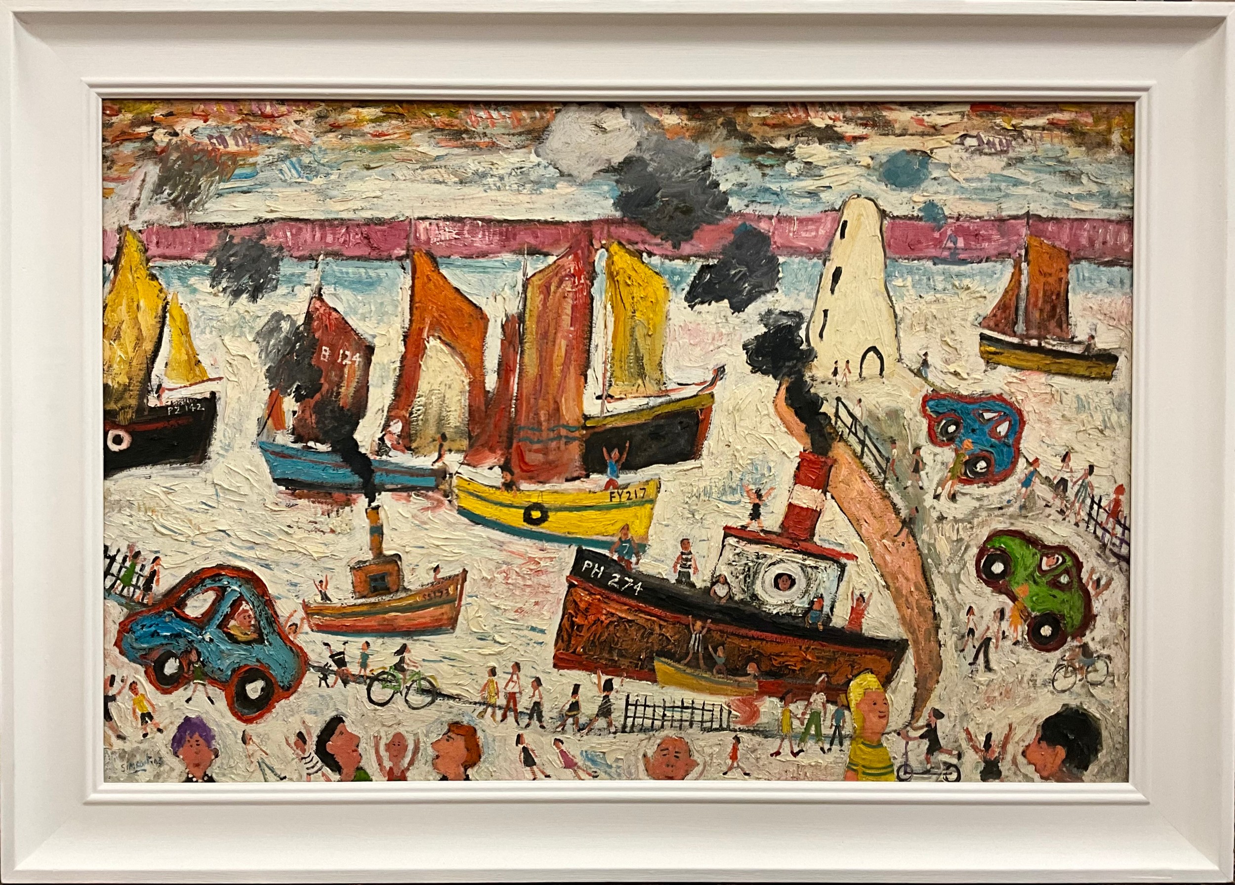 Simeon Stafford (British, bn. 1956)  The White Lighthouse, Cornwall signed, oil on board, 61cm x 91.5cm.