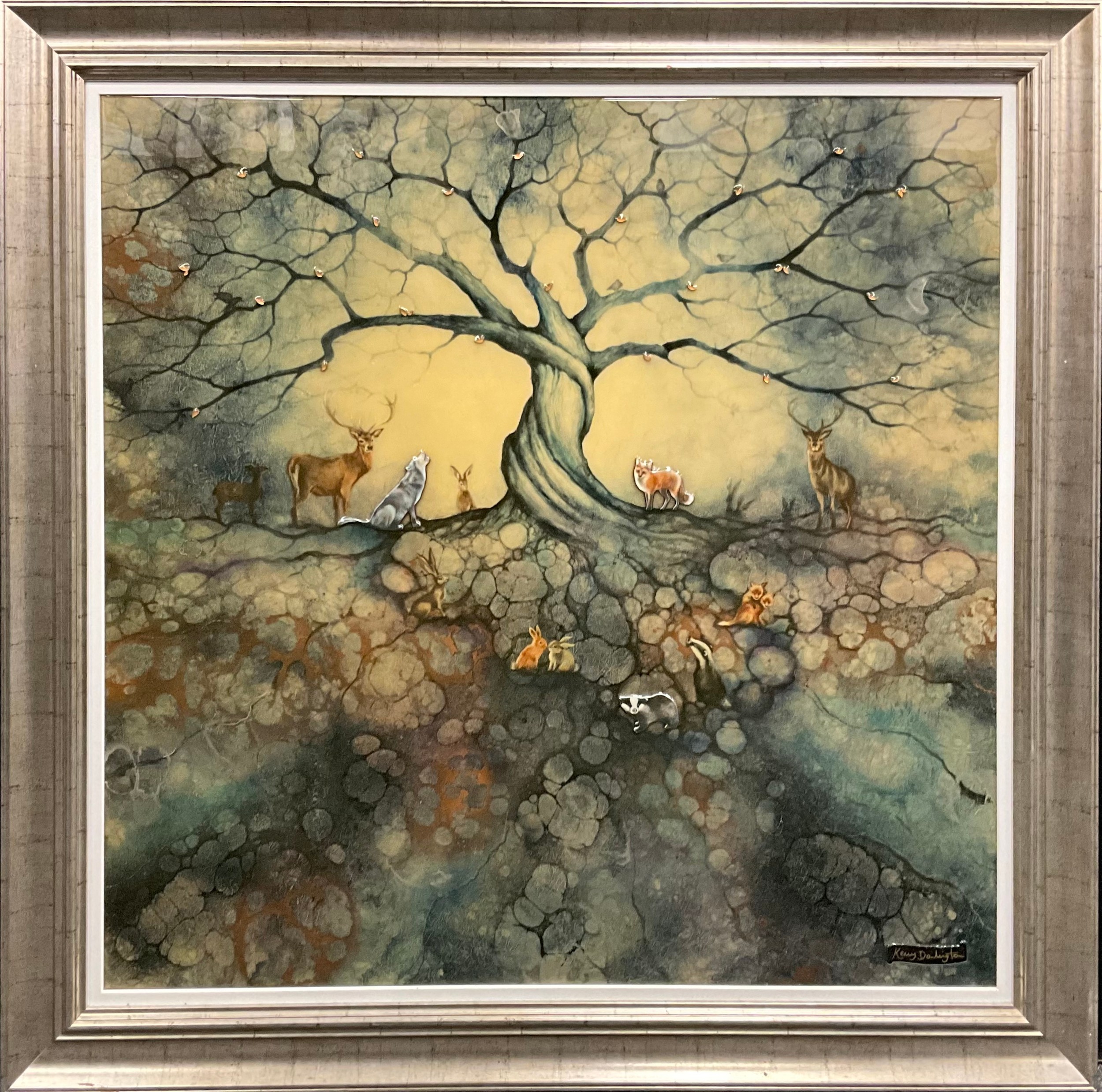 Kerry Darlington (Bn. 1974), The Call of the Trees, a Unique Editions resin embellished 3d print, limited edition 58/295, signed, signed to verso and dated 2016, 88cm x 88cm, certificate