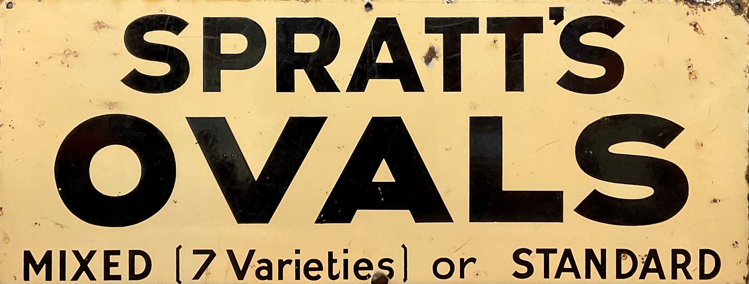 Advertising - an enamel sign, Spratt's Ovals Mixed [7 Varieties] or Standard, 30.5cm x 76cm
